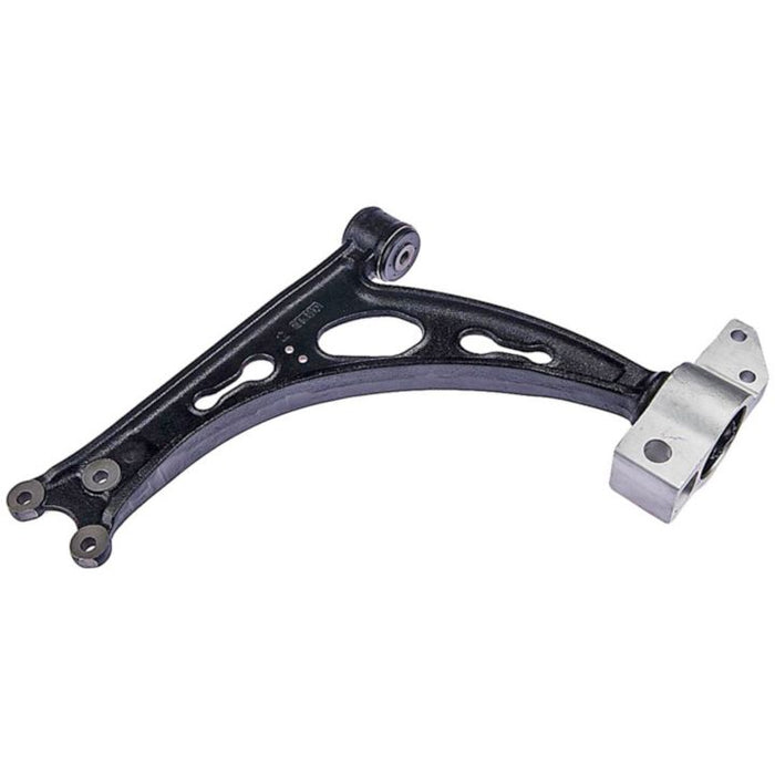 The CA43103 ProSeries OE+ Control Arm features a black suspension control arm with mounting points and includes a silver bracket on one end.