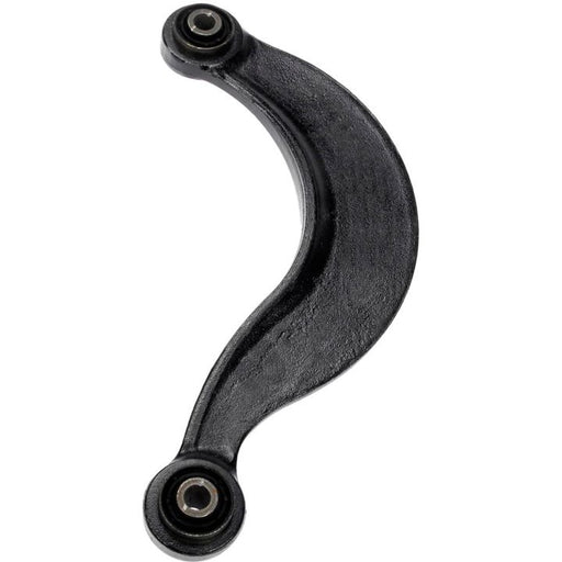 The CA65516 ProSeries OE+ Control Arm is a black metal control arm that includes bushings at each end, specifically designed for use in an automotive suspension system.