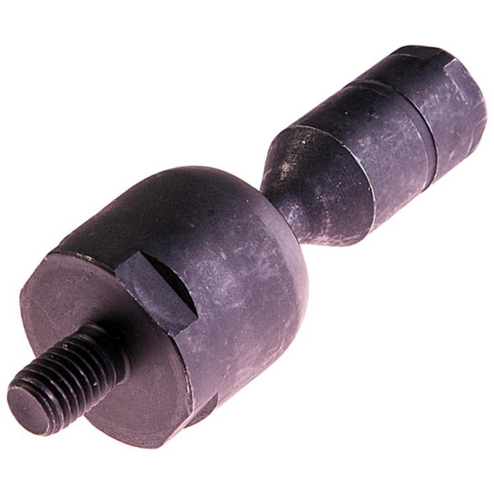 Close-up of a TI91340 ProSeries OE+ Tie Rod featuring a black rubber and metal construction with a threaded end and cylindrical body.
