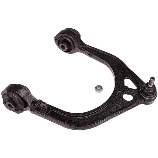 A CB81088 ProSeries OE+ Control Arm, featuring a black finish, complete with a ball joint, rubber bushings, and a small metal washer.