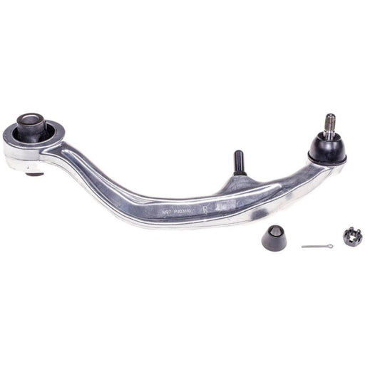 CB61034 ProSeries OE+ Control Arm in silver, complete with mounting hardware including a bolt, pin, and rubber cap on a white background.