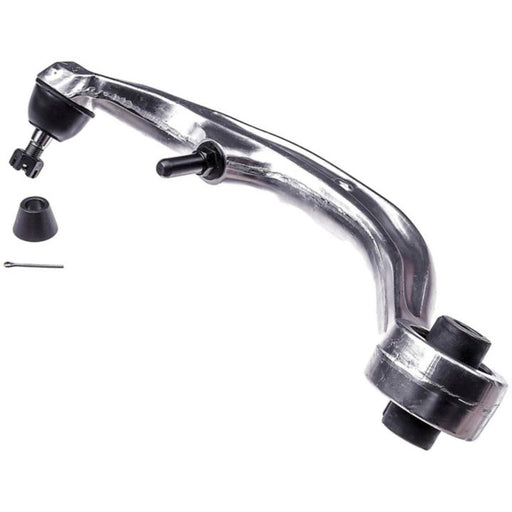 The CB61033 ProSeries OE+ Control Arm, a silver automotive suspension control arm that includes attached hardware such as a ball joint and bushings, is isolated on white.