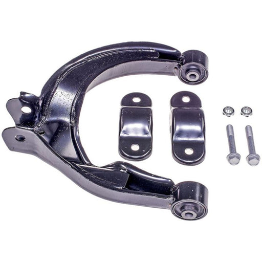 The CA60507 ProSeries OE+ Control Arm, a shiny black metal component complete with bushings, bolts, and nuts, displayed on a white background.