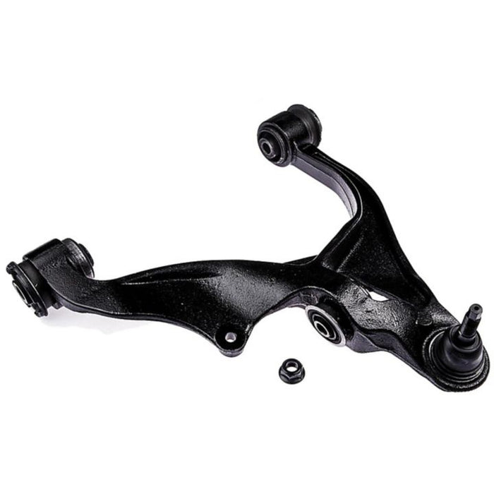 The CB81134 ProSeries OE+ Control Arm, crafted from black metal, is displayed on a white background with a small bolt placed beside it.