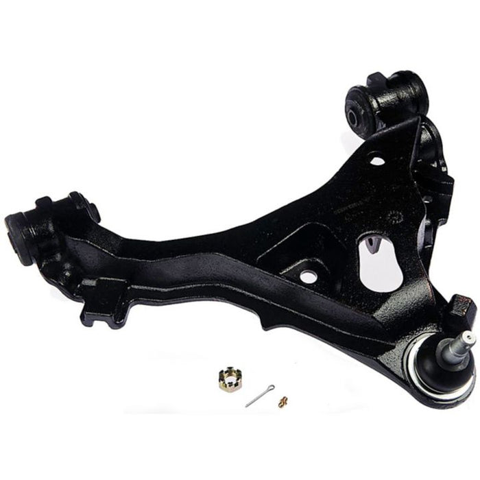 CB85364 ProSeries OE+ Control Arm, a black metal vehicle control arm component featuring a bolt, pin, and cotter pin, displayed on a white background.