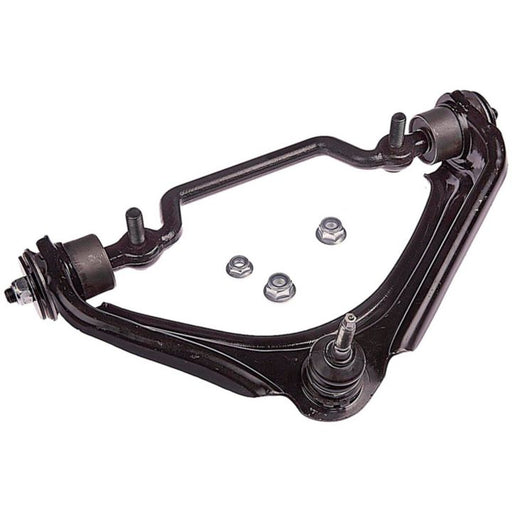 The CB85177 ProSeries OE+ Control Arm in black, featuring attached ball joints and accompanied by two loose nuts, depicted on a white background.