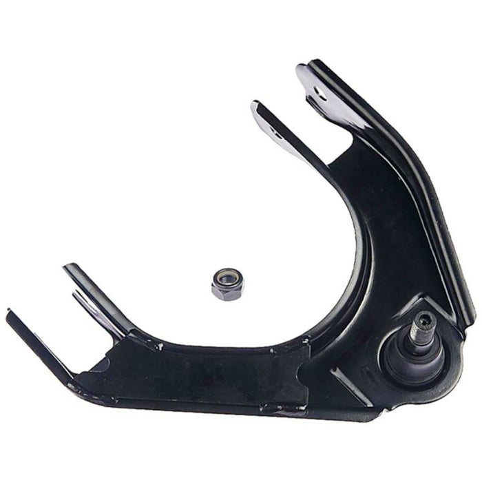 Introducing the CB81148 ProSeries OE+ Control Arm, a sturdy black metal component designed for vehicles, complete with a single bolt beside it.
