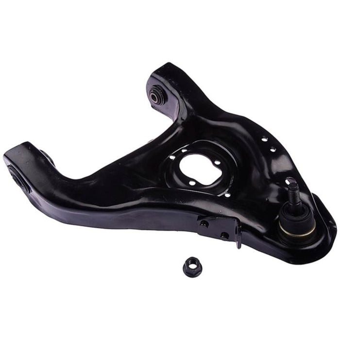 The CB90084 ProSeries OE+ Control Arm is a black control arm that comes with an attached ball joint and a separate nut.