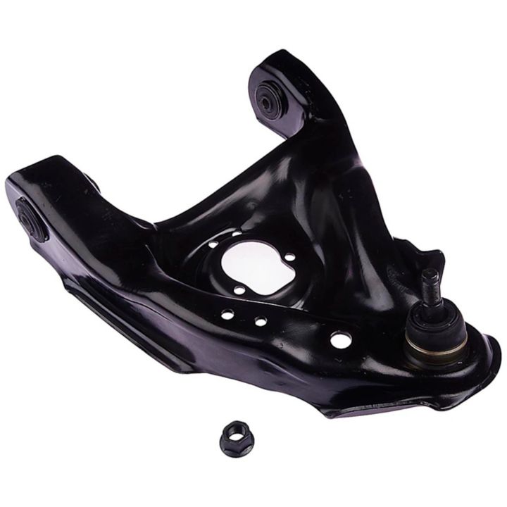 CB90083 ProSeries OE+ Control Arm in black metal, featuring both a mounting hole and an adjacent bolt.