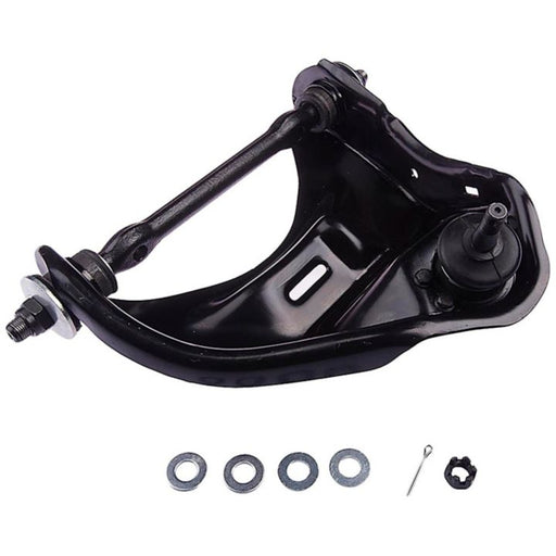 CB90007 ProSeries OE+ Control Arm, along with additional washers, a cotter pin, and a castle nut, displayed on a white background.