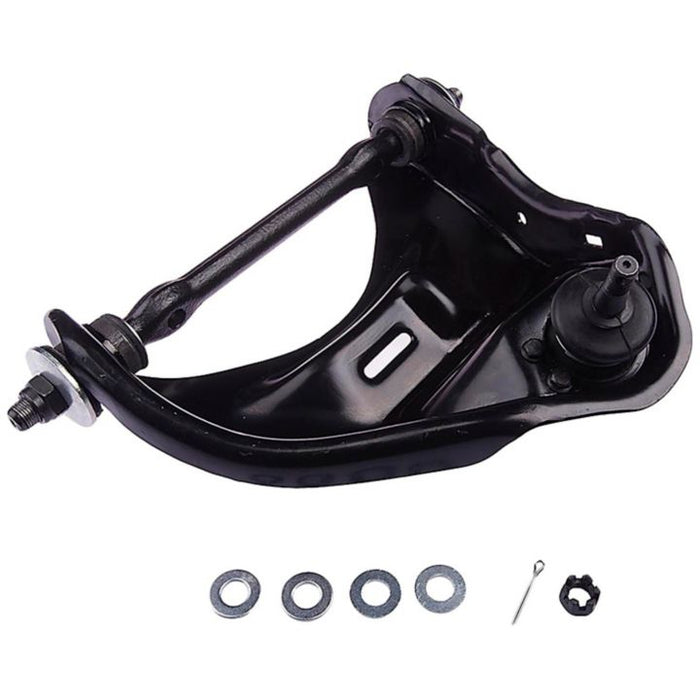 CB90007 ProSeries OE+ Control Arm, along with additional washers, a cotter pin, and a castle nut, displayed on a white background.