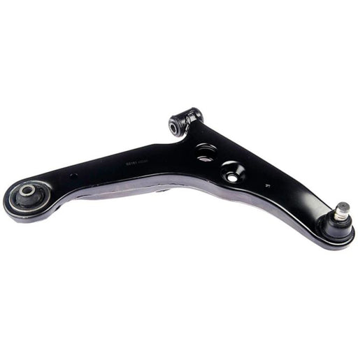 The CB67074 ProSeries OE+ Control Arm is a black metal vehicle control arm with three mounting points, specifically designed for automotive suspension systems.