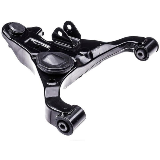 The CB69053 ProSeries OE+ Control Arm, crafted from black metal and featuring rubber bushings along with multiple mounting points, is displayed against a white background.