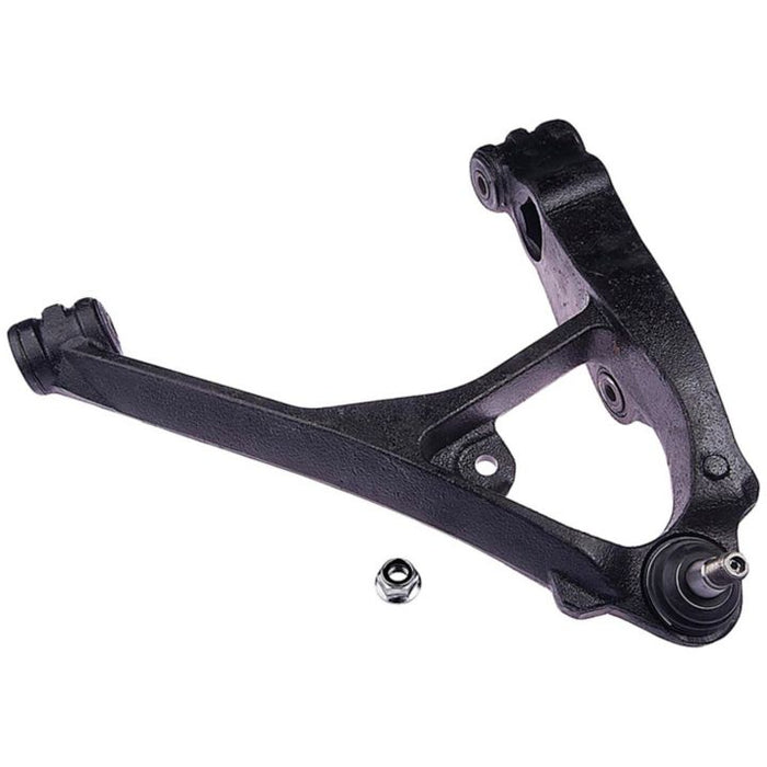 A CB90064 ProSeries OE+ Control Arm in black with a single bolt placed below it on a white background.