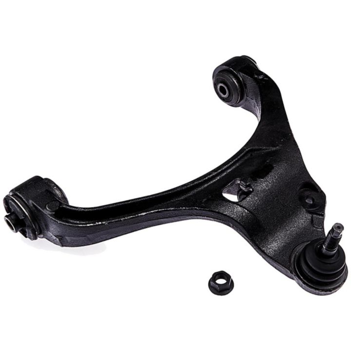 A CB81063 ProSeries OE+ Control Arm in black, featuring two bolts positioned nearby.