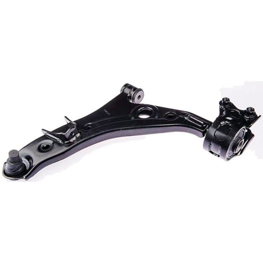 CB85393 ProSeries OE+ Control Arm, crafted from black metal and featuring integrated bushings and mounting points, isolated on a white background.