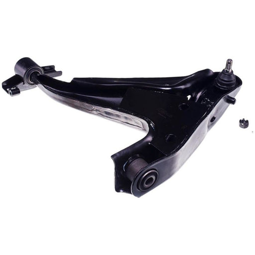 A CB85174 ProSeries OE+ Control Arm in black, featuring bushings and a ball joint, showcased on a white background.