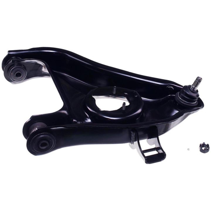 A CB85164 ProSeries OE+ Control Arm in black, featuring a ball joint and bushings, displayed on a white background.