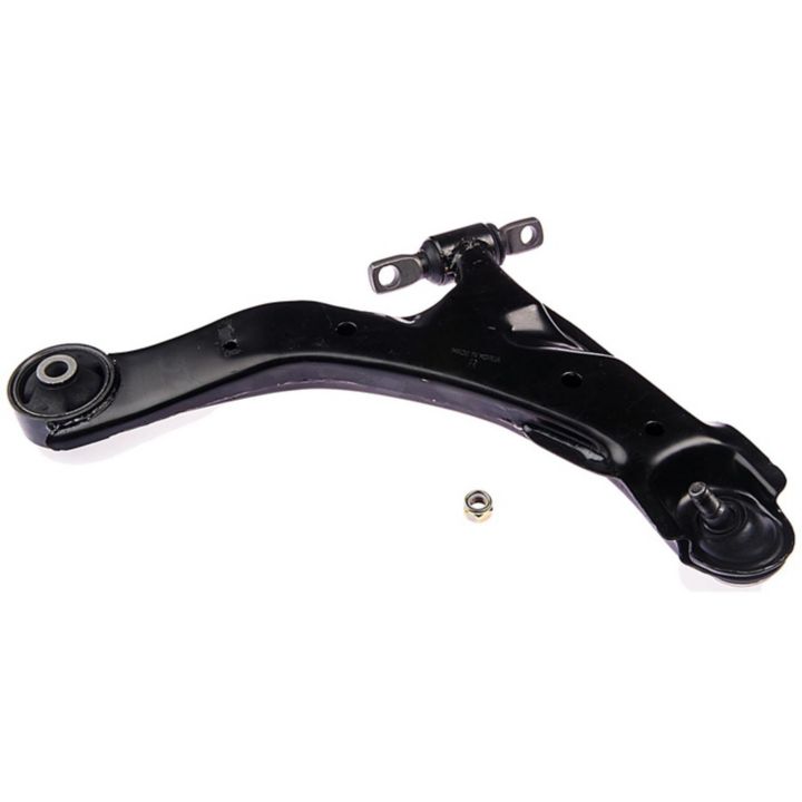 CB63044 ProSeries OE+ Control Arm, crafted from black metal and featuring integrated bushings and a mounting bracket, showcased on a white background.