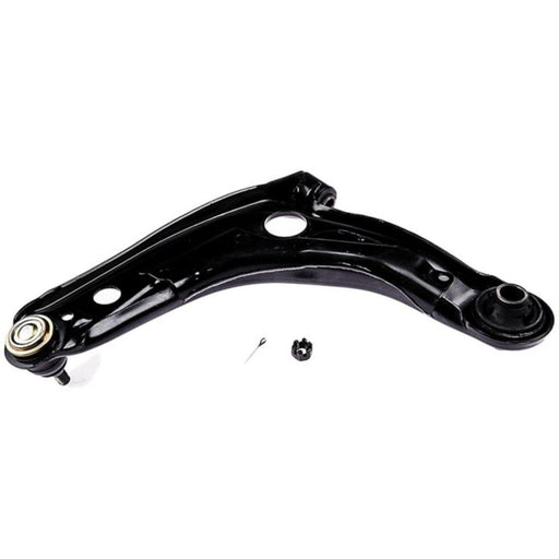 Introducing the CB74284 ProSeries OE+ Control Arm, a black, metal automotive control arm designed with mounting points and a ball joint.