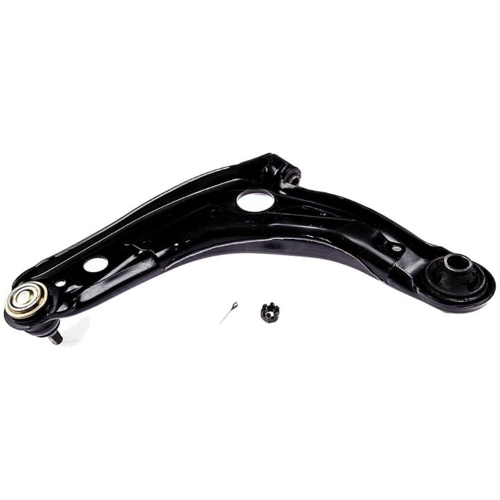 Introducing the CB74284 ProSeries OE+ Control Arm, a black, metal automotive control arm designed with mounting points and a ball joint.