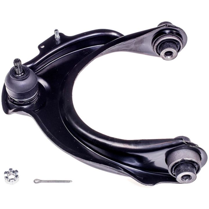 The CB59007 ProSeries OE+ Control Arm, featuring ball joints and additional small parts, is isolated against a white background.