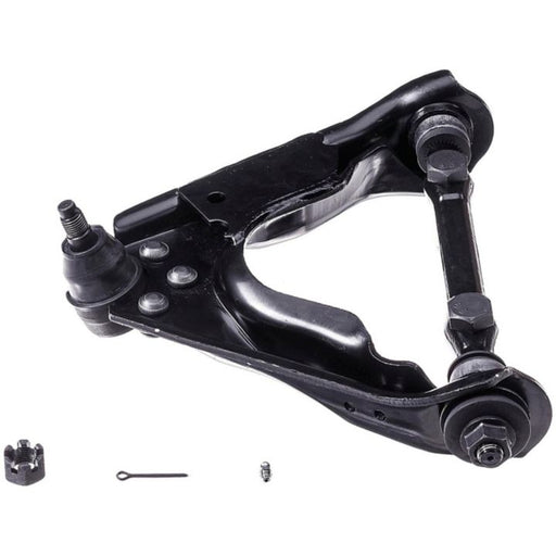 CB81177 ProSeries OE+ Control Arm in black, featuring a ball joint assembly and additional small parts, set against a white background.