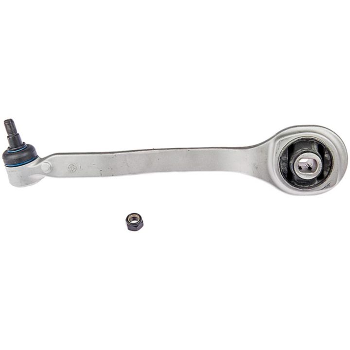 The CB28183 ProSeries OE+ Control Arm, featuring a silver finish, comes with an integrated ball joint and a separate nut, all presented on a white background.