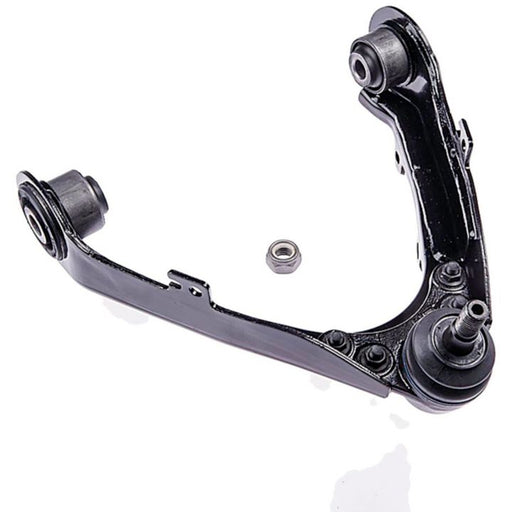 A CB90188 ProSeries OE+ Control Arm in black, accompanied by a small metal nut, is set against a white background.