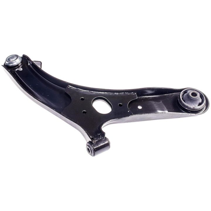 The CB60313 ProSeries OE+ Control Arm is a black metal car control arm featuring a circular hole in the center and bushings at both ends.
