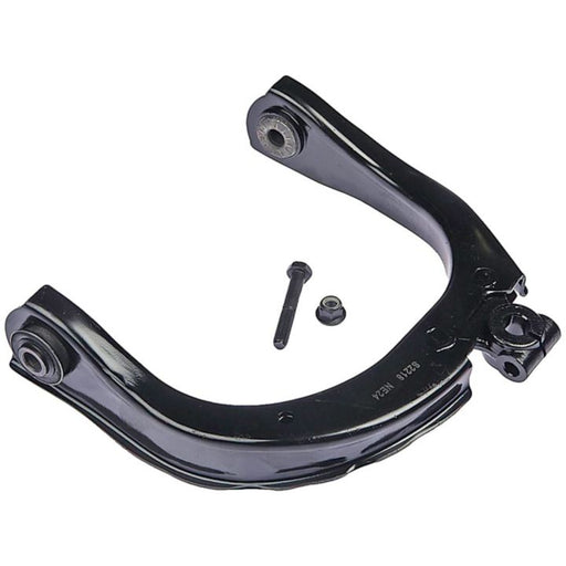 The CA90337 ProSeries OE+ Control Arm, in black, is displayed alongside a bolt and nut on a white background.