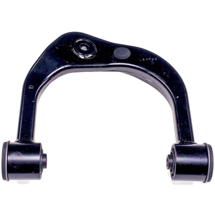 CA74027 ProSeries OE+ Control Arm in black metal with rubber bushings on both ends.