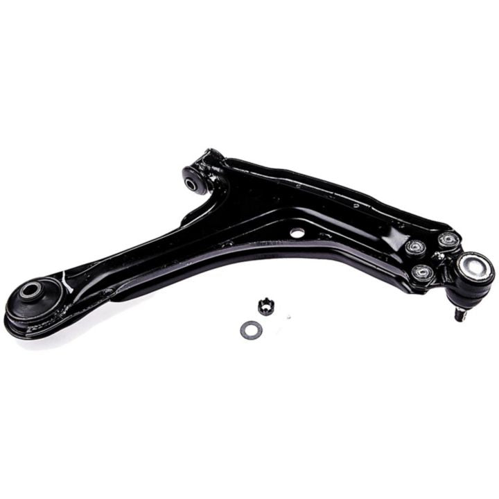 CB90213 ProSeries OE+ Control Arm featuring a black metal car control arm with an attached ball joint and included nut and washer, displayed on a white background.