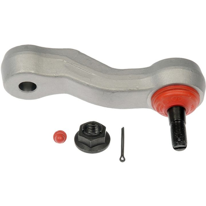PA6654RD PRO-SERIES XD Idler and Pitman Arms with metal assembly hardware, including a nut, bolt, pin, and cap.