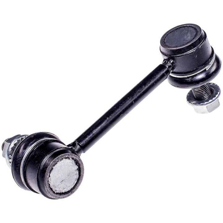 The SL63502 ProSeries OE+ Stabilizer Link, featuring black metal construction with bushings and bolts on each end, is shown against a white background.