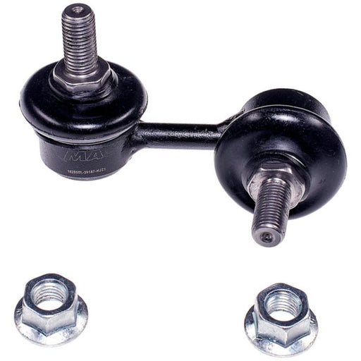 An SL68002 ProSeries OE+ black automotive suspension stabilizer link with two hex nuts on a white background.