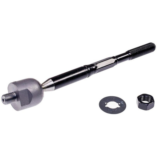 A black and silver TI74000XL ProSeries OE+ Tie Rods next to a washer and a nut on a white background.
