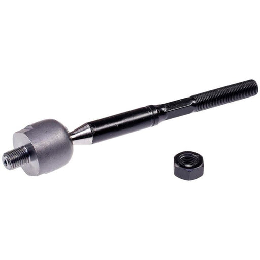 A ProSeries OE+ inner tie rod end in black and silver, complete with a separate nut, set against a white background.