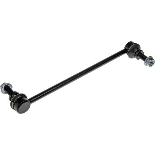 A black, metal SL69265 ProSeries OE+ Stabilizer Link with bushings and bolts on both ends, displayed against a white background.