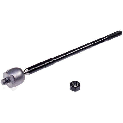 A TI67070XL ProSeries OE+ long black tie rod featuring a shiny cylindrical end and an accompanying black metal nut placed beside it.