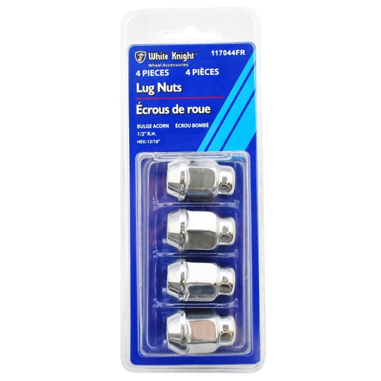 117044FR White Knight 117044FR Bulge Acorn Lug Nuts, Chrome, 4-pk