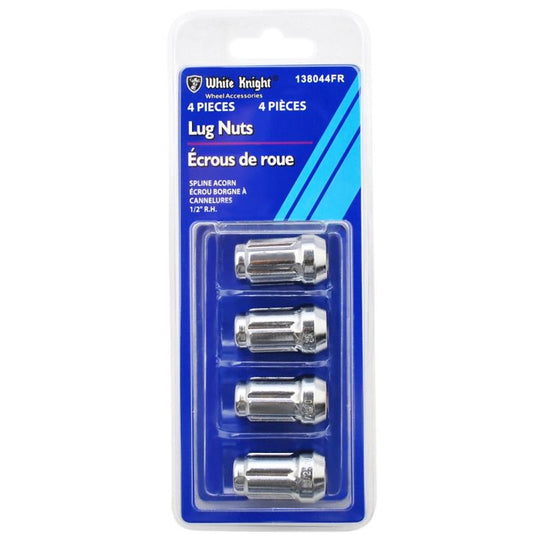 138044FR White Knight 138044FR Spline Acorn Lug Nuts, Chrome, 4-pk