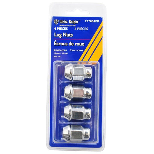 217064FR White Knight 217064FR Bulge Acorn Lug Nuts, Chrome, 4-pk