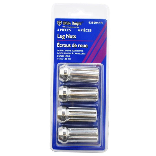 438094FR White Knight 438094FR Long Spline Lug Nuts, Chrome, 4-pk