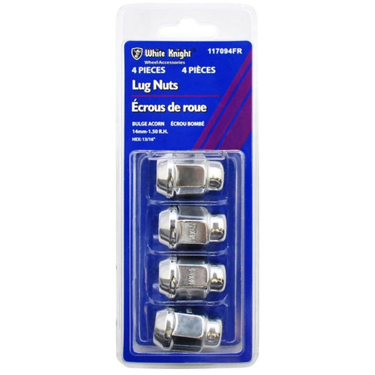117094FR White Knight 117094FR Bulge Acorn Lug Nuts, Chrome, 4-pk