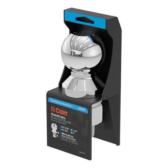 40008 2-5/16 Trailer Ball (1-1/4x2-3/4 Shank, 20000 lb, Chrome)