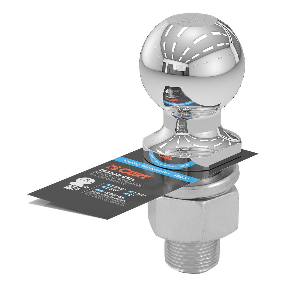 40078 2-5/16 Trailer Ball (1-1/4x2-5/8 Shank, 15,000 lb, Chrome)