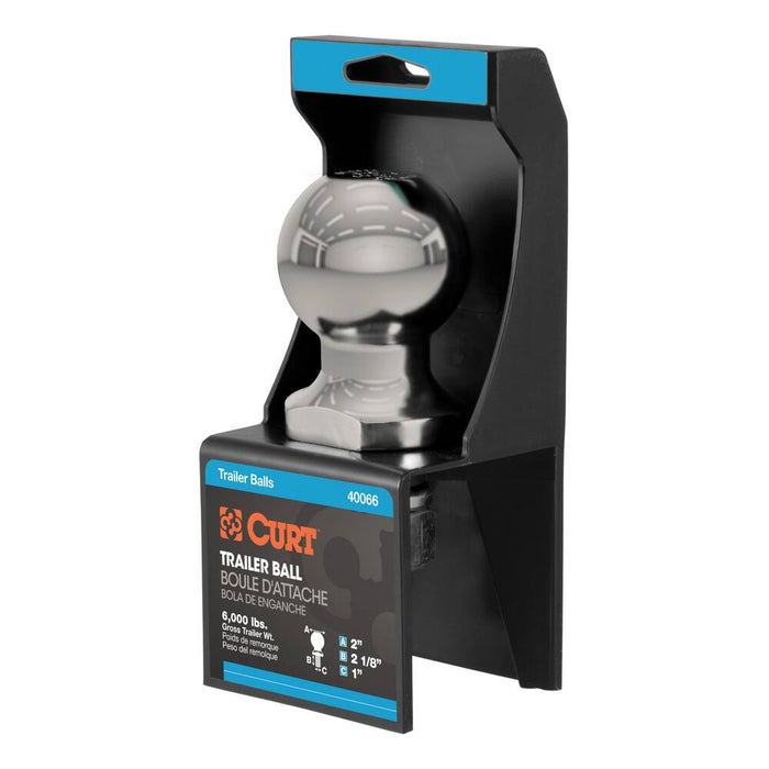 40083 2 Trailer Ball (1 x 2-1/8 Shank, 6,000 lb, Stainless)