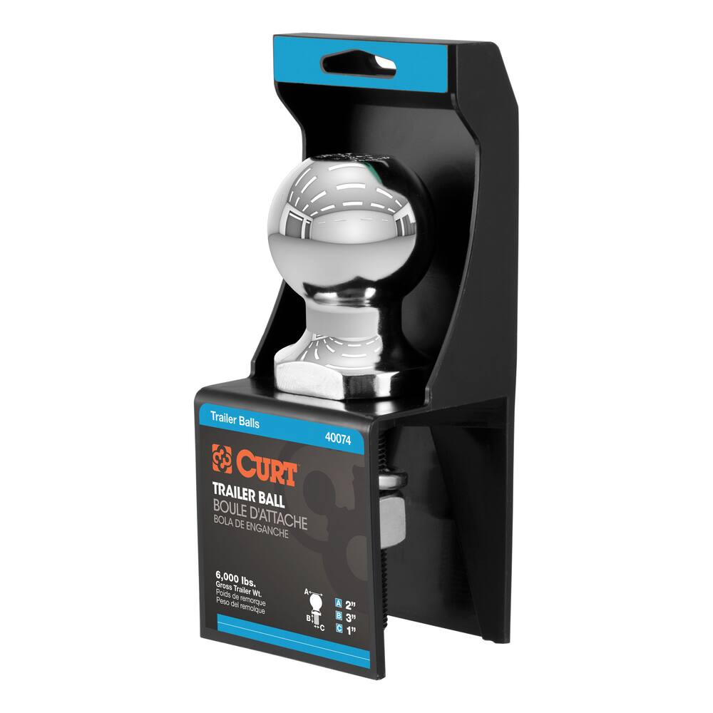 40074 2 Trailer Ball (1 x 3 Shank, 6,000 lb, Chrome, Packaged)