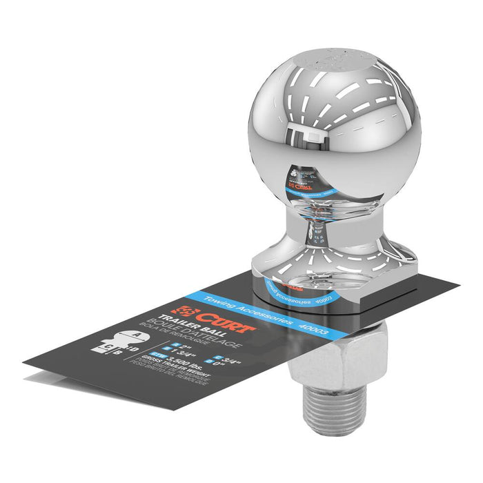 40003 2 Trailer Ball (3/4 x 1-3/4 Shank, 3,500 lbs., Chrome)